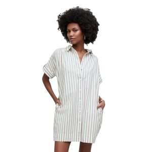 Madewell - Collared Button-Front Striped Mini Shirtdress Sz L